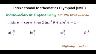 olympiadmathematicscompetition  imo  mcq  introductiontotrigonometry  trigonometryclass10 [upl. by Codel359]