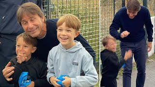 CONTE fa emozionare tutti guardate che tenerezza con i bambini napoletani 😍💙 [upl. by Eilasor16]