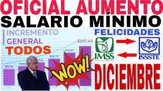 🎉OFICIAL AMLO SUBE SALARIO MÍNIMO 🙏IMSS ISSSTE PENSION BIENESTAR ADULTOS MAYORES TODOS🎁🎁🎁 [upl. by Alywt]