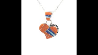 Calvin Begay Jewelry Genuine Spiny Oyster Shell Sterling Silver Heart Pendant [upl. by Mamoun371]