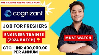 Cognizant Mass Hiring 2024  Finally Off Campus Hiring Announced  BEBTECH Hiring  Freshers Job [upl. by Hugon]