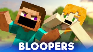 Village Raid BLOOPERS  Alex and Steve Life Minecraft Animation [upl. by Thorlie]