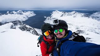 Ski touring in Senja Norway on Hesten Grytetippen Keipen Litjemoa Krokelvtinden [upl. by Eidnil]