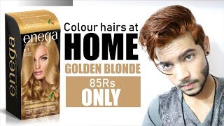 How to Colour Hairs at Home  Enega Golden Blonde Hair Colour Review [upl. by Adnylem]