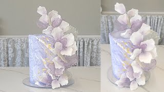 NEW CAKE TREND  Marshmallow Marbled Buttercream  Isomalt Petals  Gum Paste Petals [upl. by Nnyleimaj]