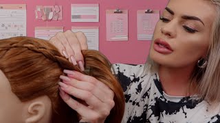 ASMR girl in the back of class braids your hair 💕 hair play braiding gentle brushing roleplay [upl. by Noam]