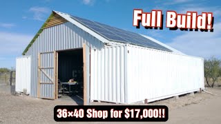 FULL BUILD Shipping Container Shop  BEST OffGrid Structure with Solar amp Storage [upl. by Eed]