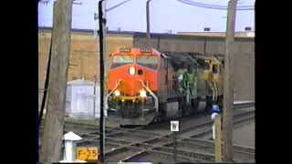 Union Pacific and BNSF trains in Rochelle Illinois  March 1998 [upl. by Clint963]