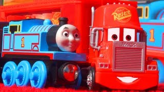 Cars 2 Mack Truck amp Thomas Tank Talking Farm Toy  Disney Pixar Quick Changers VS Thomas amp Friends [upl. by Naejamron]