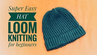 How to loom knit a hat super easy for beginners DIY TUTORIAL [upl. by Kunz527]