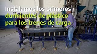 Instalamos las primeras unidades de durmientes de plástico reciclado de Trenes Cargas [upl. by Derrej460]