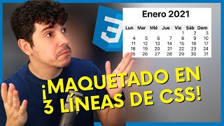 ¡CREA un Calendario 📆 con SÓLO 3 LÍNEAS de CSS 🎨 [upl. by Magdau]