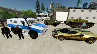 Police Chase Bad Guy with Gold Lamborghini and Army Tank  Farming Simulator 22 [upl. by Ogir802]