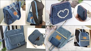 4 Old Jeans Ideas  DIY Denim Bags and Purse  Compilation  Bag Tutorial  Upcycle Crafts [upl. by Diba]