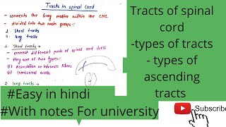 Tracts in spinal cord types of tracts in cns types of ascending tract [upl. by Tterrab]