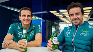 A PITSTOP WITH Fernando Alonso and Pedro de la Rosa  Peroni Nastro Azzurro 00 [upl. by Ariad]