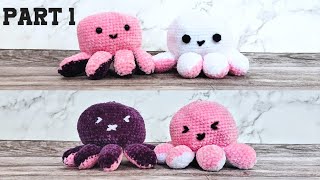 REVERSIBLE OCTOPUS 🐙 PART 1  CROCHET WITH VELVET YARN  HOW TO CROCHET  AMIGURUMI TUTORIAL [upl. by Nellir]