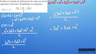 COCIENTE DE DIFERENCIAS PASO a PASO con SIMPLIFICACIÓN  2 EJERCICIOS RESUELTO [upl. by Randee]