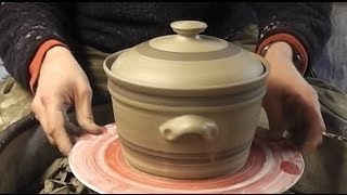 How to throw  make a Pottery Casserole amp lid on the wheel [upl. by Euqinom816]