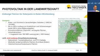 PVNetzwerk BadenWürttemberg Photovoltaik in der Landwirtschaft OnlineVeranstaltung vom 241024 [upl. by Clite872]