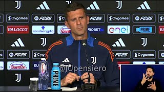 Conferenza stampa THIAGO MOTTA pre JuveNapoli quotGatti ok su questi foglietti Conte e De Rossiquot [upl. by Boelter]