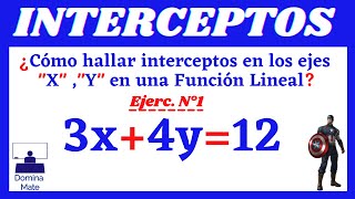 INTERCEPTO EN LOS EJES quotXquot quotYquot EN UNA FUNCIÓN LINEALEJERC N°1ShortsShorts [upl. by Acinnad]