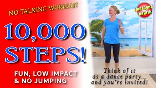 10000 Steps Workout  Fun Low Impact No Jumping Workout  Walk at Home with Improved Health💓 [upl. by Linoel876]