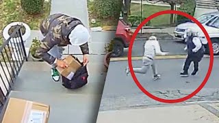 Suspected Package Thief Tackled to Ground Cops [upl. by Arriaet]