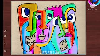 How to draw Cubism Picasso inspired portrait  Cubism art lesson for kids  Cubist face drawing [upl. by Anrim]