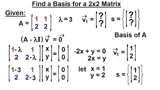 Linear Algebra Ch 3  Eigenvalues and Eigenvectors 11 of 35 Basis for a 2x2 Matrix [upl. by Trevethick]