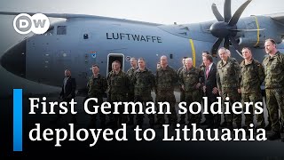 Germany sends first soldiers for permanent Lithuania force  DW News [upl. by Wootten578]