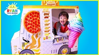 Ryan Pretend Play with Food Truck cooking Playhouse [upl. by Elleved]