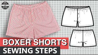 Boxer Shorts for Men  Sewing Steps for Woven Fabrics  Complete Sew Along [upl. by Avis]