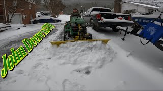 Plowing my Neighbors out in a blizzard  John Deere x570 [upl. by Stilwell]