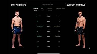 Brady Hiestand vs Garrett Armfield Prediction UFCVegas93 [upl. by Lynnell]