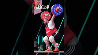 Lasha Talakhadze 🇬🇪 220kg  485lbs Snatch 🥇at the 2023 WWC weightlifting snatch lasha [upl. by Harias]