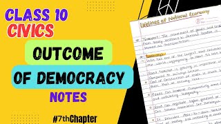 Outcome of democracy notes class 10th CBSE  political science chapter 7 handwritten notes class 10 [upl. by Princess]