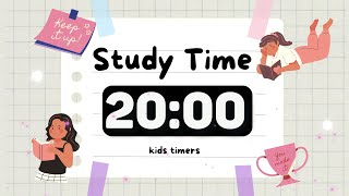 20 Minute Learning Sprint ⏰ Quiet Timer with Gentle End Alarm for Focused Kids Teachers Classroom [upl. by Barrada]