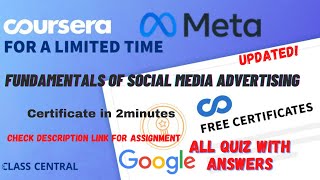 Fundamentals of Social Media Advertisingweek15 All Quiz Answerscourseralearningquiztimequiz [upl. by Vaclav]