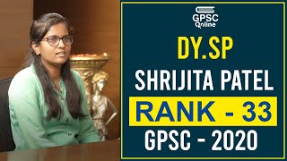 GPSC Topper Mock Interview  Shrijita Patel  Rank  33  DySP  GPSC  2020  GPSC Online [upl. by Carlotta]