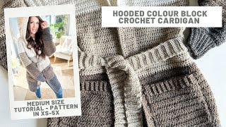 Hooded Colour Block Crochet Cardigan [upl. by Adnarram]