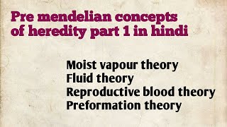 Pre mendelian concepts of heredity part 1 in hindi  conceptualgeneticsandbreeding [upl. by Ahsihat]