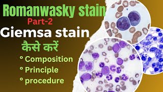 Giemsa stain procedureromanwasky stain in hematologyBlood film preprationamp identification of cells [upl. by Htebiram]