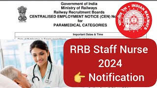 railway staff nurse recruitment  rrb staff nurse recruitment 2024 [upl. by Melli]