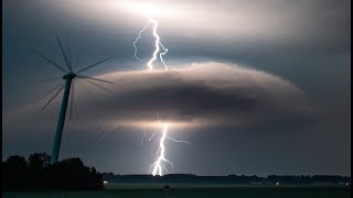 Close lightning strikes and large hail  Zwaar onweer met veel bliksem en hagel 02072015 [upl. by Irahk349]