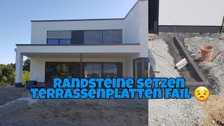 Hausbau Blog 66 Randsteine setzen Terrassenplatten Maßdifferenzen Die Siwuchins [upl. by Janifer]