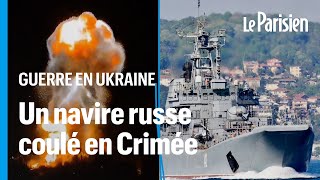 Crimée  limpressionnante destruction du navire russe Novocherkassk bombardé par lUkraine [upl. by Jameson]