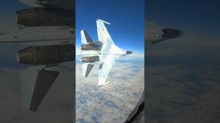 US F16 intercepting a Russian Tu95 was subjected to an unsafe maneuver by a Russian Su35 [upl. by Gloriana]