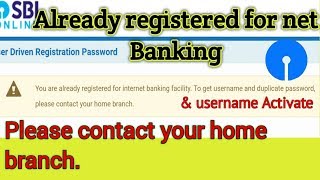 Sbi Already registered for internet banking  Activate username  without contact your branch [upl. by Cynth]