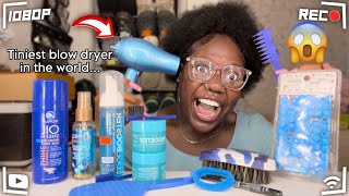 Doing my Long hair only using mini BLUE products [upl. by Geiger]